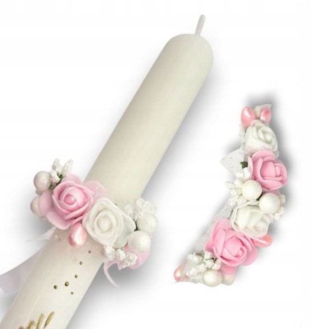NIEBIESKA RÓŻOWA BIAŁA - DO WYBORU - OZDOBA NA ŚWIECĘ DO CHRZTU PROFITKA