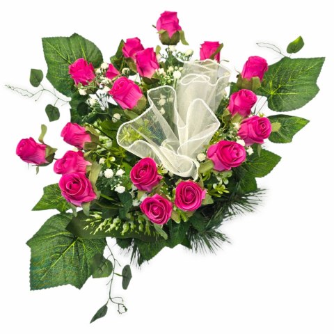 Stroik na cmentarz kompozycja kwiatowa na grób miska róże