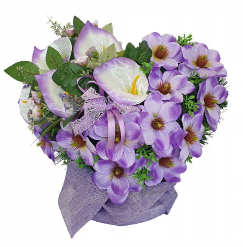 Stroik na cmentarz serce XL wiązanka ze sztucznych kwiatów bukiet nagrobny