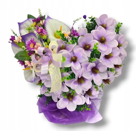 Stroik serce xl na cmentarz kwiaty na grób kompozycja fioletowe magnolie