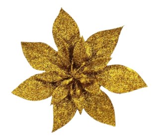 Sztuczny kwiat gwiazda betlejemska złota brokatowa 14cm