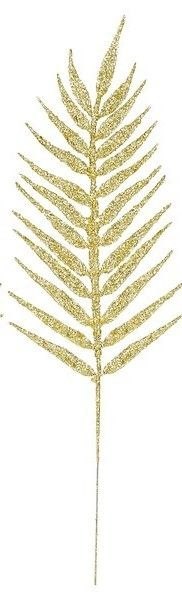 Sztuczny liść palmy ozdoba świąteczna dekoracja do stroika złota z brokatem