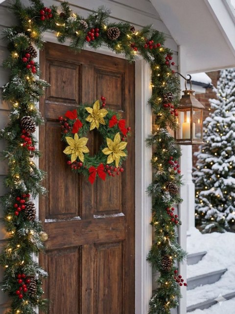 Wianek świąteczny na Boże Narodzenie stroik na drzwi dekoracja handmade