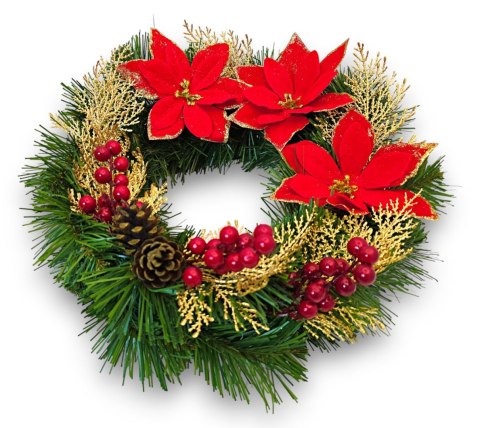 Wianek świąteczny na Boże Narodzenie stroik na drzwi stół dekoracja handmade 40cm