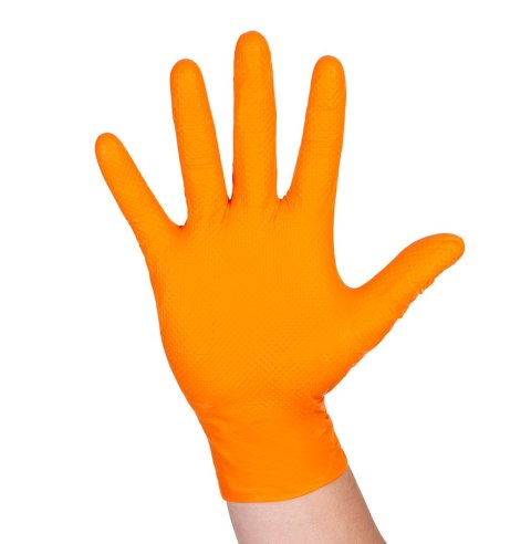 RĘKAWICE NITRYLOWE WZMAC. PROMATES GRIP ORANGE XL OP. 50SZT