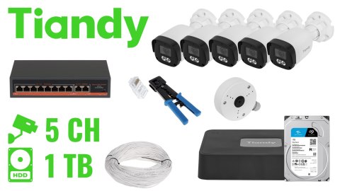 ZESTAW DO MONITORINGU TIANDY-NVR05-5IPCB 5 KAMER + REJESTRATOR TIANDY ZESTAW DO MONITORINGU TIANDY-NVR05-5IPCB 5 KAMER + REJESTRATOR TIANDY