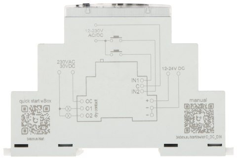 PODWÓJNY, BEZPOTENCJAŁOWY INTELIGENTNY PRZEŁĄCZNIK SWITCHBOX-D-DC-DIN/BLEBOX Wi-Fi, 230 V AC, 30 V DC PODWÓJNY, BEZPOTENCJAŁOWY INTELIGENTNY PRZEŁĄCZNIK SWITCHBOX-D-DC-DIN/BLEBOX Wi-Fi, 230 V AC, 30 V DC