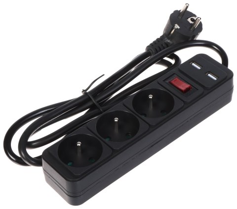 LISTWA ZASILAJĄCA PR-1.5M-3G-SW/USB/B (3 GNIAZDA + 2 USB) 1.3 m LISTWA ZASILAJĄCA PR-1.5M-3G-SW/USB/B (3 GNIAZDA + 2 USB) 1.3 m