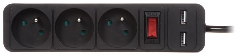 LISTWA ZASILAJĄCA PR-1.5M-3G-SW/USB/B (3 GNIAZDA + 2 USB) 1.3 m LISTWA ZASILAJĄCA PR-1.5M-3G-SW/USB/B (3 GNIAZDA + 2 USB) 1.3 m