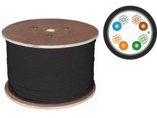Kabel F/UTP kat.5e, teleinformatyczny, PE zewnętrzny suchy, Fca 4x2x24 AWG, 1Gb/s, czarny, 500m - ALANTEC