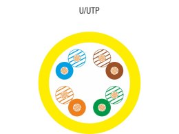 Kabel U/UTP kat.5e, teleinformatyczny, linka, PVC, Eca 4x2x26/7 AWG, żółty, 100m - ALANTEC