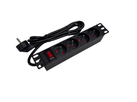 Listwa zasilająca 10" 230V - 4 gniazda (typu E - CEE 7/5), z wyłącznikiem LED, kabel 1,8m CEE 7/7 ALANTEC Listwa zasilająca 10" 230V - 4 gniazda (typu E - CEE 7/5), z wyłącznikiem LED, kabel 1,8m CEE 7/7 ALANTEC