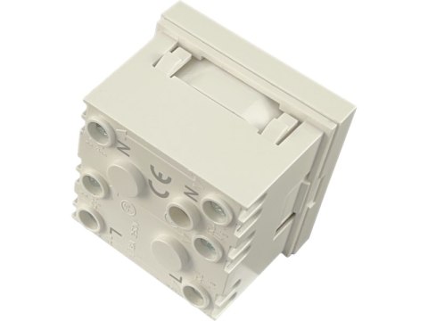 Modułowe gniazdo elektryczne 2P+Z, 45x45, standardowe - przystosowane do budowy gniazd modułowych wielokrotnych. ALANTEC