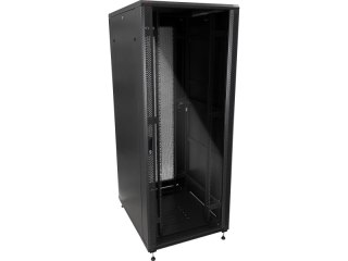 Szafa serwerowa 42U 19" 600x1000, drzwi przednie szklane, drzwi tylne stalowe perforowane, zamek, 4 belki nośne, 4 regulowane st