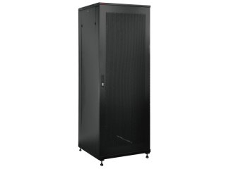 Szafa serwerowa 42U 800x1000, drzwi przednie stalowe perforowane, drzwi tylne stalowe perforowane, zamek, 4 belki nośne, 4 regul