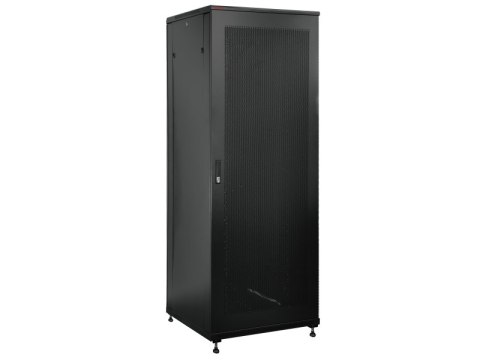Szafa serwerowa 42U 800x1000, drzwi przednie stalowe perforowane, drzwi tylne stalowe perforowane, zamek, 4 belki nośne, 4 regul Szafa serwerowa 42U 800x1000, drzwi przednie stalowe perforowane, drzwi tylne stalowe perforowane, zamek, 4 belki nośne, 4 regul