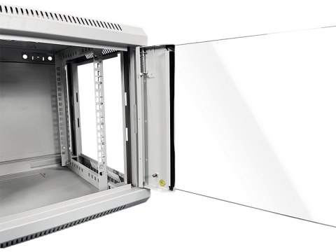 Szafa wisząca 19" 4U 600x450, niedzielona, drzwi szklane jednoskrzydłowe, tył osłona pełna, osłony boczne zamykane na klucz, kol Szafa wisząca 19" 4U 600x450, niedzielona, drzwi szklane jednoskrzydłowe, tył osłona pełna, osłony boczne zamykane na klucz, kol