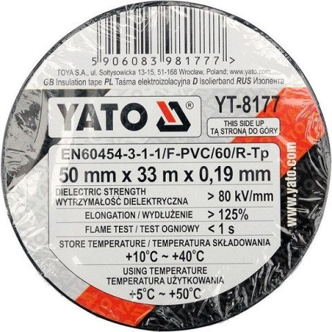 TAŚMA ELEKTROIZOLACYJNA CZARNA 50MM*33M TAŚMA ELEKTROIZOLACYJNA CZARNA 50MM*33M