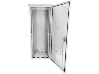 Zewnętrzna szafka rack IP55, stojąca 19" 42U 600x600, 4 belki nośne, 4 przepusty kablowe, kolor szary ALANTEC