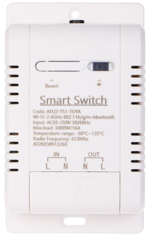 INTELIGENTNY PRZEŁĄCZNIK Z POMIAREM TEMPERATURY ATLO-TS1-TUYA Wi-Fi, Tuya Smart INTELIGENTNY PRZEŁĄCZNIK Z POMIAREM TEMPERATURY ATLO-TS1-TUYA Wi-Fi, Tuya Smart