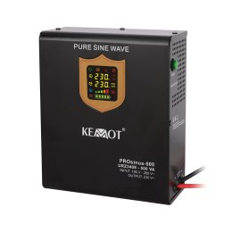 Zasilacz awaryjny naścienny KEMOT PROsinus-500 przetwornica z czystym przebiegiem sinusoidalnym i funkcją ładowania 12V 230V 5