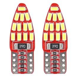 Żarówki led canbus 24smd 3014 t10e w5w boczne white 12v amio-01285