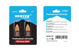 Żarówki led canbus 24smd 3014 t10e w5w boczne white 12v amio-01285