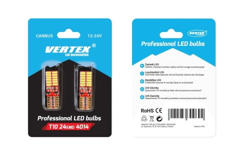 Żarówki led canbus 24smd 4014 t10e w5w white 12v 24v amio-01287 Żarówki led canbus 24smd 4014 t10e w5w white 12v 24v amio-01287