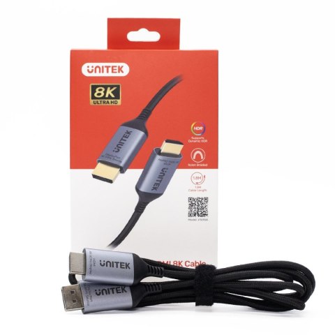 Kabel DisplayPort Unitek 1.4 do HDMI 2.1, 8K, 1,8m Kabel DisplayPort Unitek 1.4 do HDMI 2.1, 8K, 1,8m