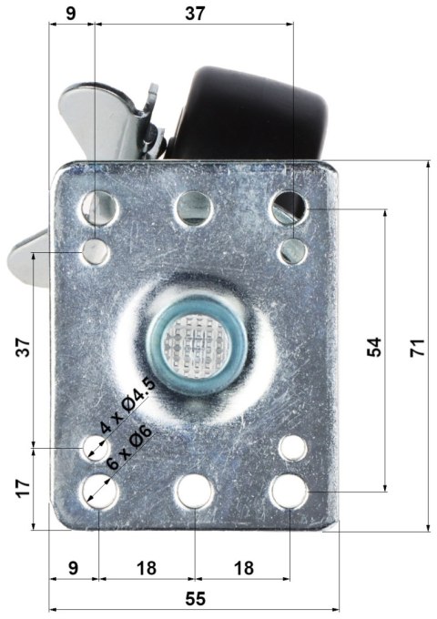 KOŁO Z HAMULCEM A19-K-N DO SZAFY RACK