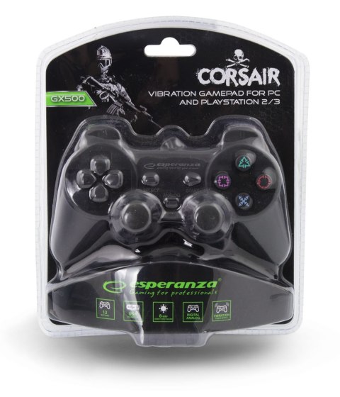 EG106 Gamepad PS2/PS3/PC USB Corsair czarny Esperanza EG106 Gamepad PS2/PS3/PC USB Corsair czarny Esperanza