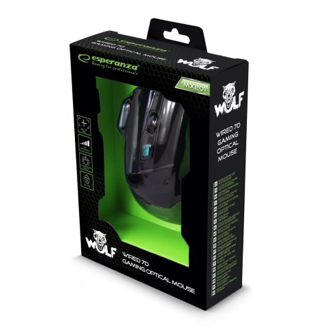 EGM201B Mysz przewodowa dla graczy 7D optyczna USB MX201 Wolf niebieska EGM201B Mysz przewodowa dla graczy 7D optyczna USB MX201 Wolf niebieska