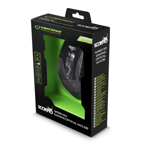 EGM203B Mysz przewodowa dla graczy 6D optyczna USB MX203 Scorpio niebieska EGM203B Mysz przewodowa dla graczy 6D optyczna USB MX203 Scorpio niebieska