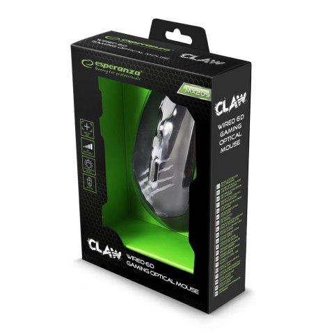 EGM209G Mysz przewodowa dla graczy 6D optyczna USB MX209 Claw zielona EGM209G Mysz przewodowa dla graczy 6D optyczna USB MX209 Claw zielona