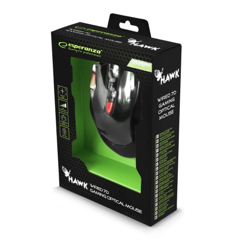 EGM401KR Mysz przewodowa dla graczy 7D optyczna USB MX401 Hawk czarno-czerwona EGM401KR Mysz przewodowa dla graczy 7D optyczna USB MX401 Hawk czarno-czerwona