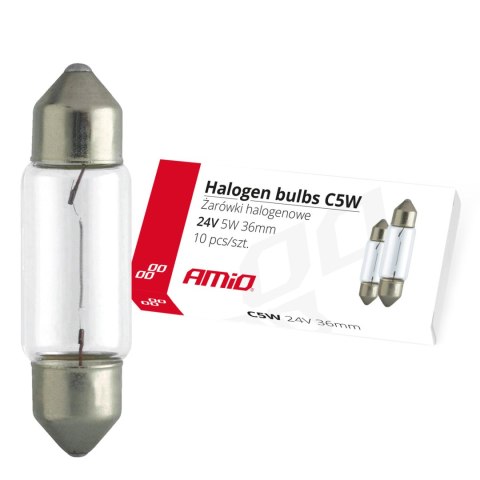 Żarówki halogenowe c5w festoon 36mm 24v 10 szt. amio-01000 Żarówki halogenowe c5w festoon 36mm 24v 10 szt. amio-01000