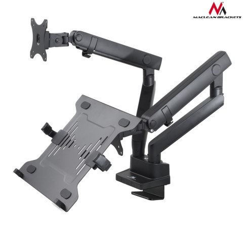 Uchwyt Maclean, Biurkowy podwójny, Do monitora i laptopa, Vesa 75x75 100x100, 17"-32", 2x8kg, MC-813 Uchwyt Maclean, Biurkowy podwójny, Do monitora i laptopa, Vesa 75x75 100x100, 17"-32", 2x8kg, MC-813