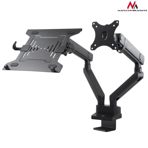 Uchwyt Maclean, Biurkowy podwójny, Do monitora i laptopa, Vesa 75x75 100x100, 17"-32", 2x8kg, MC-813 Uchwyt Maclean, Biurkowy podwójny, Do monitora i laptopa, Vesa 75x75 100x100, 17"-32", 2x8kg, MC-813