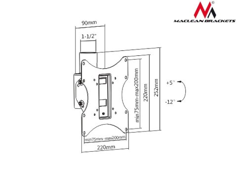 Uchwyt Maclean, Do telewizora sufitowy, Max vesa 200x200, PROFI MARKET SYSTEM, 23-42", 50kg, MC-704 Uchwyt Maclean, Do telewizora sufitowy, Max vesa 200x200, PROFI MARKET SYSTEM, 23-42", 50kg, MC-704