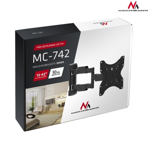 Uchwyt do TV Maclean, do telewizora lub monitora, 13-55", 30kg, czarny, MC-742 Uchwyt do TV Maclean, do telewizora lub monitora, 13-55", 30kg, czarny, MC-742