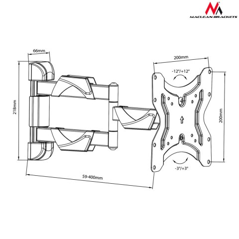 Uchwyt do TV Maclean, do telewizora lub monitora, 13-55", 30kg, czarny, MC-742 Uchwyt do TV Maclean, do telewizora lub monitora, 13-55", 30kg, czarny, MC-742