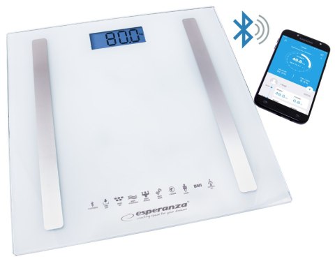 EBS016W Esperanza cyfrowa waga łazienkowa analityczna 8w1 bt b.fit biała EBS016W Esperanza cyfrowa waga łazienkowa analityczna 8w1 bt b.fit biała