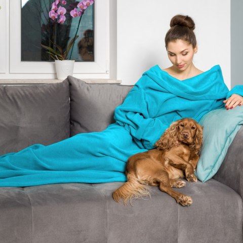 Kocyko-szlafrok SUPER MAMA - Niebieski - prezent dla mamy - na dzień mamy Kocyko-szlafrok SUPER MAMA - Niebieski - prezent dla mamy - na dzień mamy
