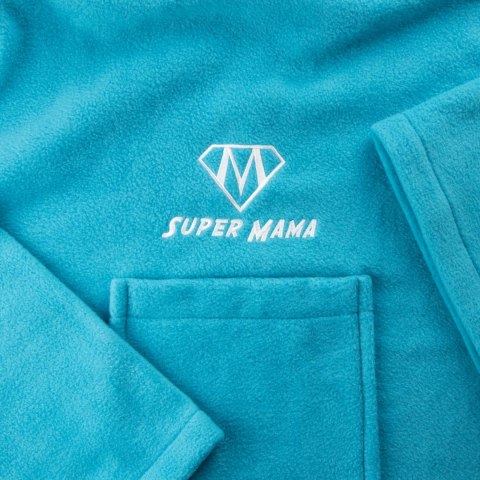 Kocyko-szlafrok SUPER MAMA - Niebieski - prezent dla mamy - na dzień mamy Kocyko-szlafrok SUPER MAMA - Niebieski - prezent dla mamy - na dzień mamy