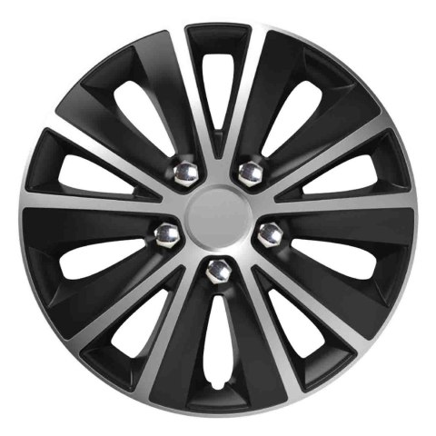 Kołpak samochodowy czarno srebrny ze śrubami chrom rapide nc 15" cali Kołpak samochodowy czarno srebrny ze śrubami chrom rapide nc 15" cali