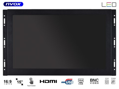 Monitor dotykowy open frame led 15cali vga hdmi bnc usb 12v 230v Monitor dotykowy open frame led 15cali vga hdmi bnc usb 12v 230v