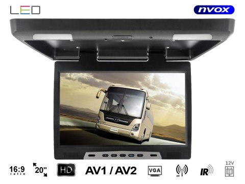 Nvox rf2090 bl monitor podwieszany podsufitowy lcd 20cali cali led vga fm ir