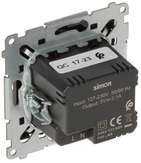 GNIAZDO ŁADOWANIA DC2USB.01/49-SIMON54 Premium 2 X 5 V DC / 2.1 A GNIAZDO ŁADOWANIA DC2USB.01/49-SIMON54 Premium 2 X 5 V DC / 2.1 A