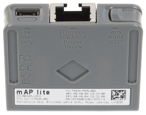 PUNKT DOSTĘPOWY RBMAPL-2ND mAP lite, 2.4 GHz 300 Mb/s MIKROTIK PUNKT DOSTĘPOWY RBMAPL-2ND mAP lite, 2.4 GHz 300 Mb/s MIKROTIK