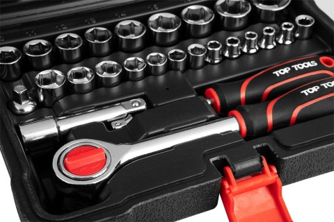 Zestaw kluczy nasadowych 1/4", 3/8", 63 szt. Zestaw kluczy nasadowych 1/4", 3/8", 63 szt.